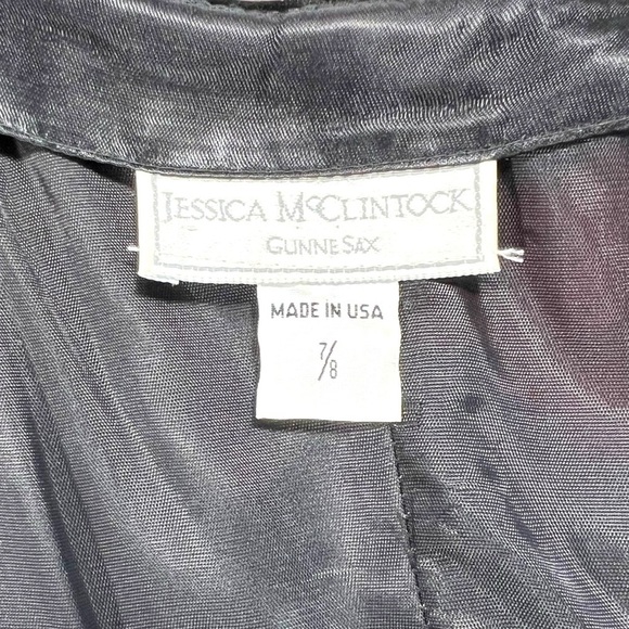 Jessica McClintock GUNNE SAX Vintage Black Velvet Gold Glitter Strapless Dress - Picture 3 of 7